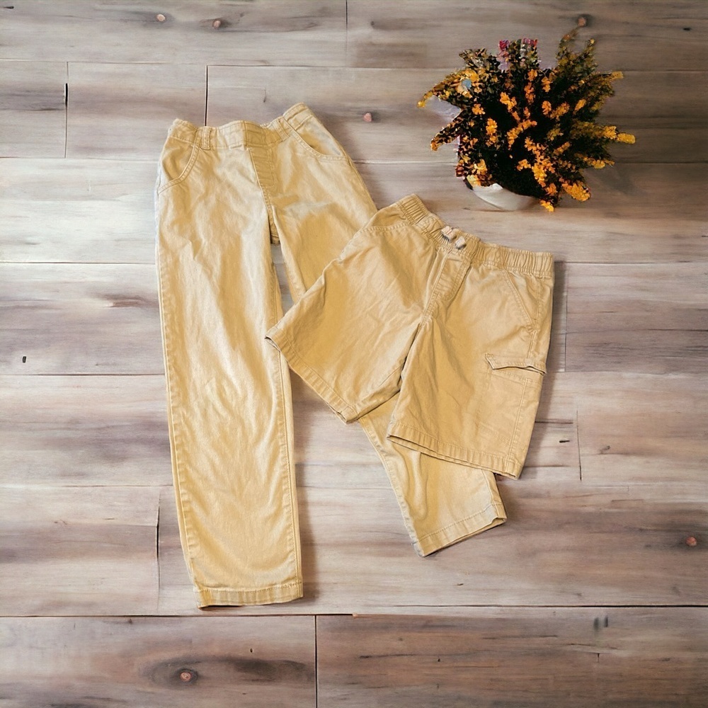 Wonder nation khaki pants shorts, bundle boys size 7/8 elastic waist